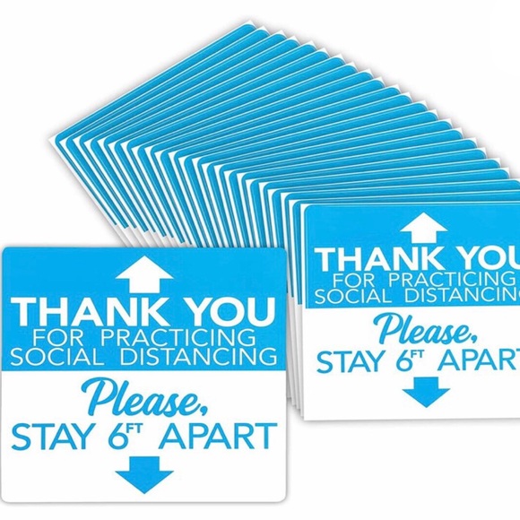 🤑SOLD LOCALLY🤑 24-Count Social Distancing Decal Stickers (8x8 inches, Blue) - Picture 1 of 4